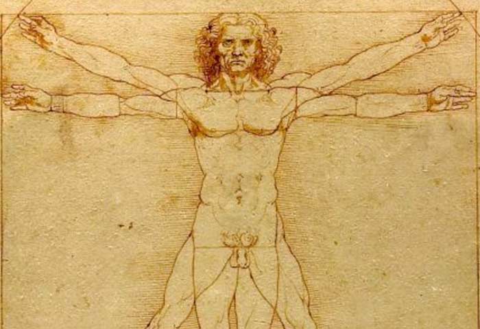 Drawing of a man by Leonardo Di Vinci